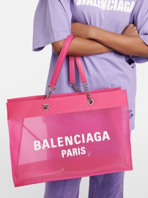 Borsa shopper in mesh Balenciaga rosa
