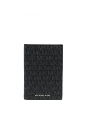Usnjena denarnica s potiskom Michael Kors črna