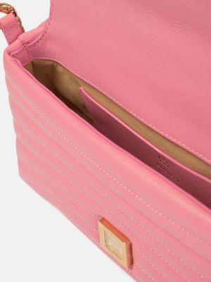 Ватирани кожени чанта за ръка Givenchy розово