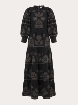 Vestido largo de algodón Antik Batik negro