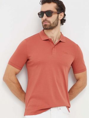 Памучна тениска с дълъг ръкав Calvin Klein оранжево