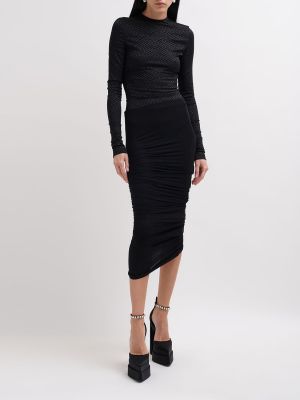 Falda midi de tela jersey drapeado Versace negro