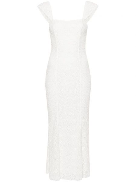 Мрежеста рокля с презрамки на цветя с дантела Rotate Birger Christensen бяло