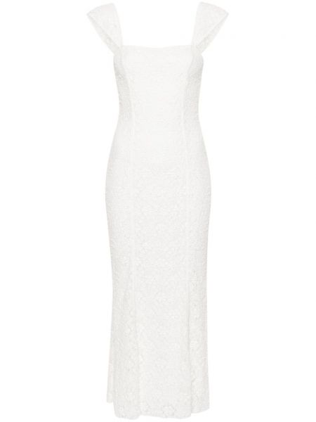 Robe à bretelles à fleurs en mesh en dentelle Rotate Birger Christensen blanc