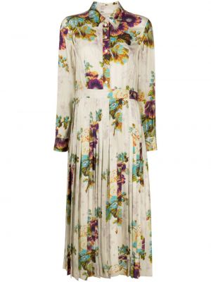 Φλοράλ μίντι φόρεμα με σχέδιο Tory Burch μπεζ