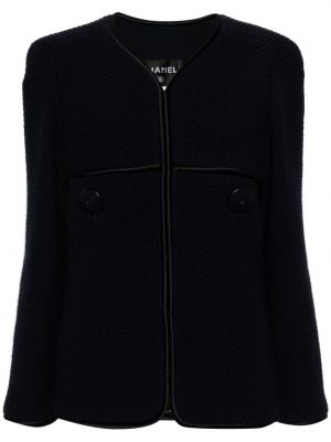 Tweed v-nyakú dzseki Chanel Pre-owned kék
