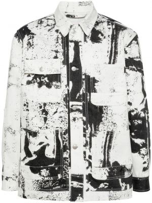 Βαμβακερός τζιν μπουφάν με αφηρημένο print Alexander Mcqueen