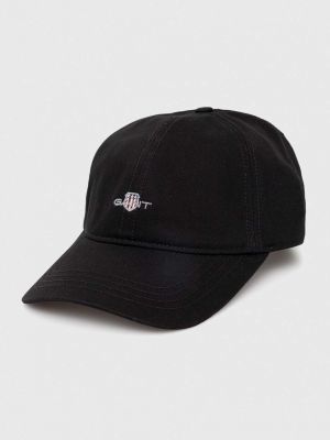 Памучна шапка с козирки с апликация Gant черно