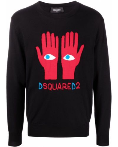 Плетен пуловер Dsquared2 черно