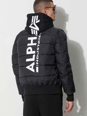 Téli kabát nyomtatás nyomtatás Alpha Industries fekete