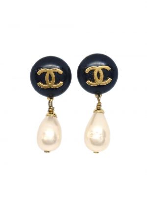 Cercei cu nasturi cu perle Chanel Pre-owned auriu