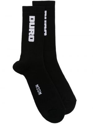Памучни чорапи с принт Msgm черно