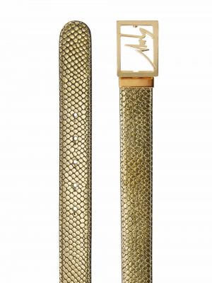 Pásek s přezkou s hadím vzorem Giuseppe Zanotti zlatý