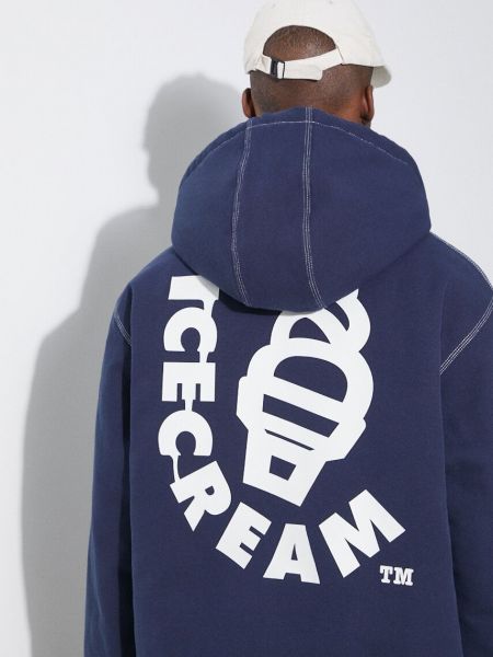 Pamučna jakna s kapuljačom oversized Icecream plava