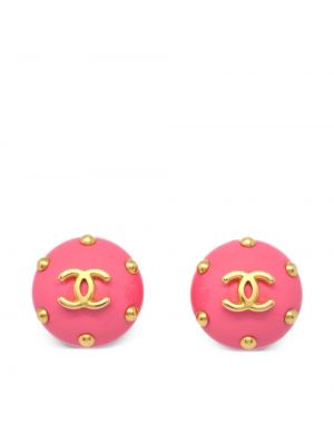 Boucles d'oreilles à boutons à boucle Chanel Pre-owned rose