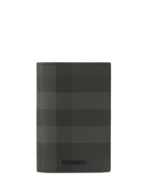 Kostkovaná kožená peněženka Burberry šedá