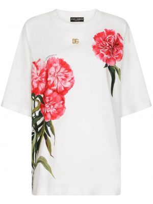 Тениска бродирана на цветя с принт Dolce & Gabbana