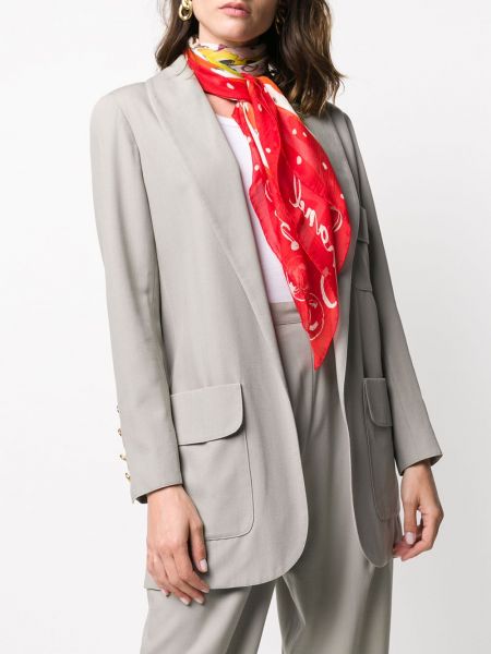 Hedvábný šál s potiskem s abstraktním vzorem Chanel Pre-owned červený