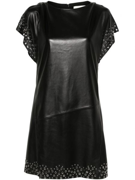 Δερμάτινη φόρεμα Isabel Marant μαύρο