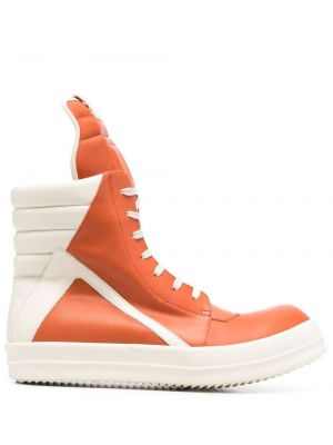 Lær sneakers Rick Owens oransje