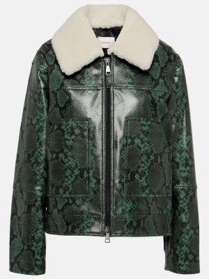Usnjena jakna s potiskom s kačjim vzorcem Dorothee Schumacher zelena