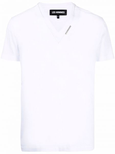 Camiseta con escote v Les Hommes blanco