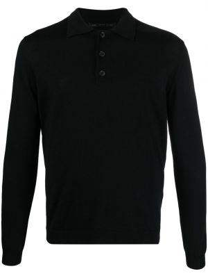 Merino gyapjú gyapjú pólóing Low Brand fekete