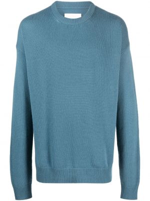 Кашмирен пуловер с кръгло деколте Jil Sander синьо