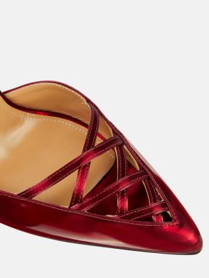 Сатенени полуотворени обувки Aquazzura червено