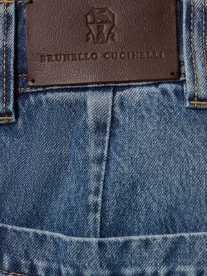 Pamut magas derekú egyenes szárú farmernadrág Brunello Cucinelli kék