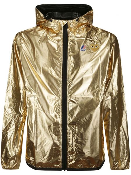 Duga jakna s kapuljačom s uzorkom srca Comme Des Garçons Play zlatna