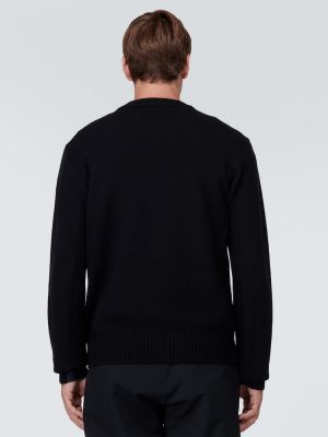 Suéter de lana de lana de tela jersey Moncler Grenoble negro