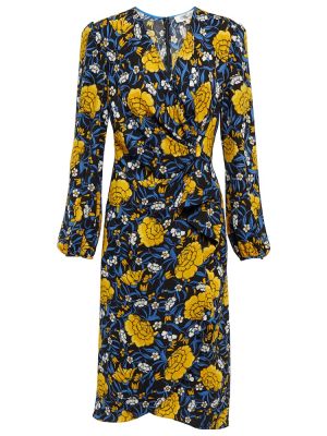 Миди рокля на цветя с принт Diane Von Furstenberg синьо