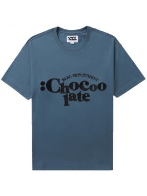 T-shirt en coton à imprimé Chocoolate bleu