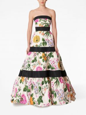 Květinové večerní šaty s potiskem Carolina Herrera černé