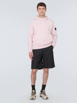Pamučna hoodie s kapuljačom od jersey Stone Island ružičasta