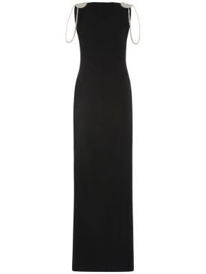 Satynowa sukienka długa z otwartymi plecami Dsquared2 czarna