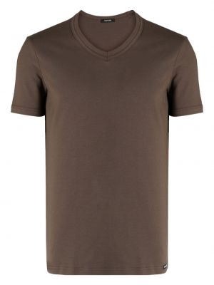 T-shirt con scollo a v Tom Ford marrone