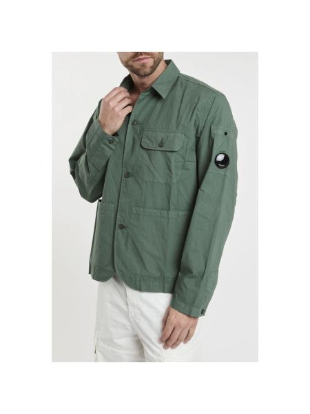 Camisa con botones de algodón manga larga C.p. Company verde
