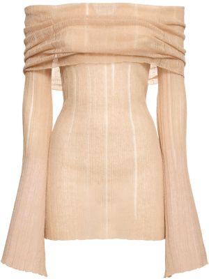 Béžové lněné mini šaty Aya Muse