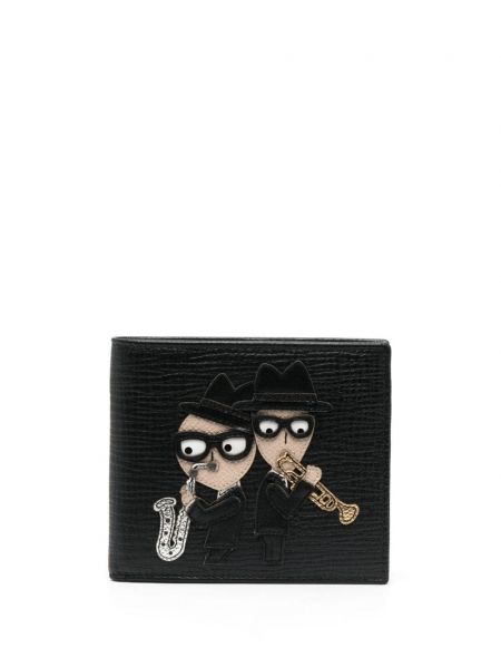 Usnjena denarnica s potiskom Dolce & Gabbana črna