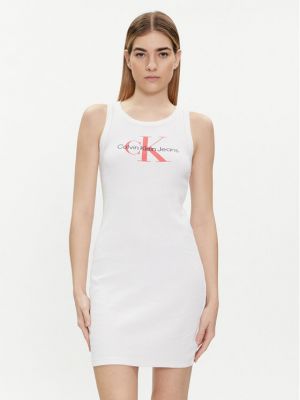 Džinsinė suknelė slim fit Calvin Klein Jeans balta