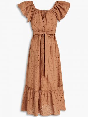 Sukienka mini bawełniana Eberjey, brązowy