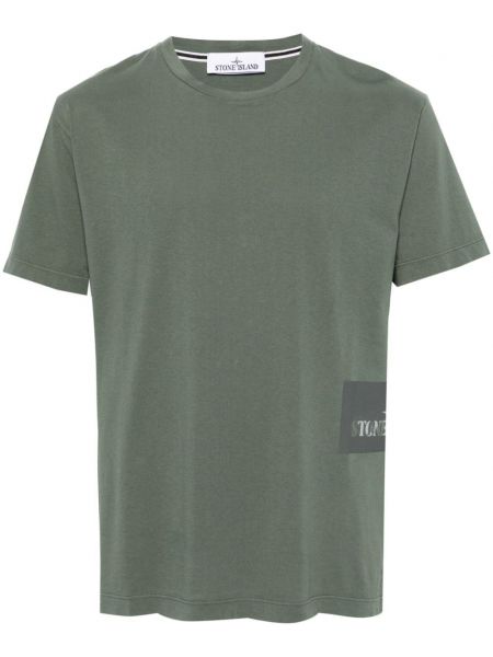 T-shirt en coton à imprimé Stone Island vert