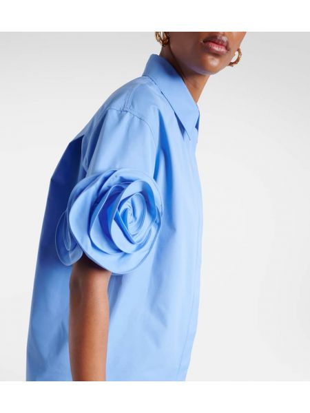 Pamučna košulja s cvjetnim printom Valentino plava