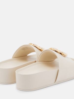 Sandale din piele cu platformă Tory Burch alb