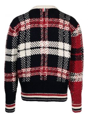 Rūtainas vilnas džemperis Thom Browne balts
