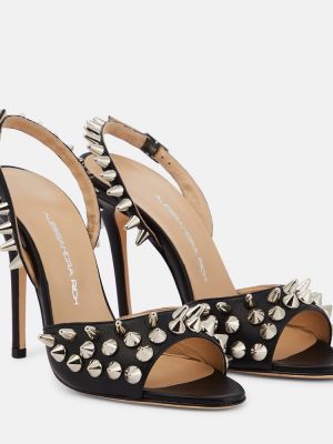 Kožne sandale Alessandra Rich crna