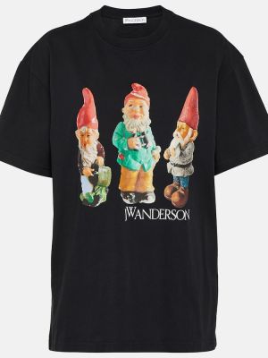 T-shirt di cotone con stampa in jersey Jw Anderson nero
