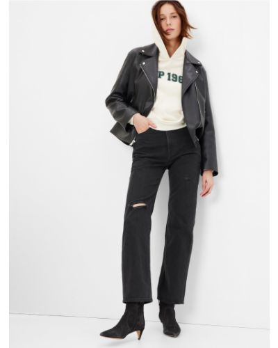 Zvonové džíny s vysokým pasem relaxed fit Gap černé